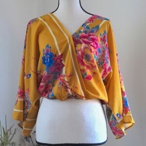 Flying Tomato Yellow Floral Blouse Summer Top
